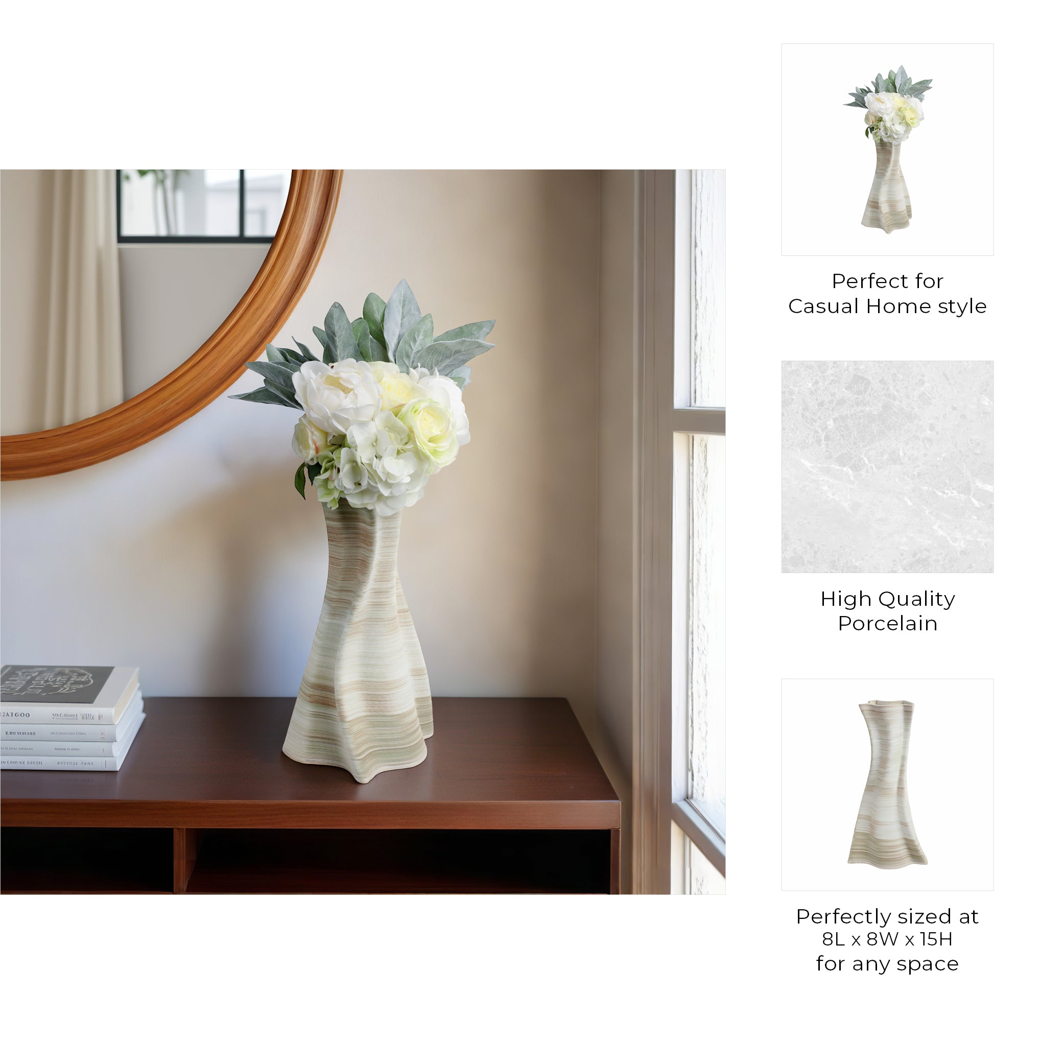 مزهرية من الخزف مطبوعة ثلاثية الأبعاد برسم الحلزون، متعددة الألوان caracol 3d Printed Porcelain Vase, Multi
