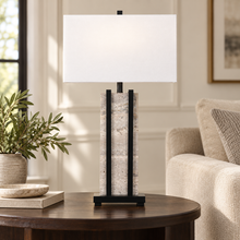 Stark Grey Travertine Table Lamp in Black-76cm H