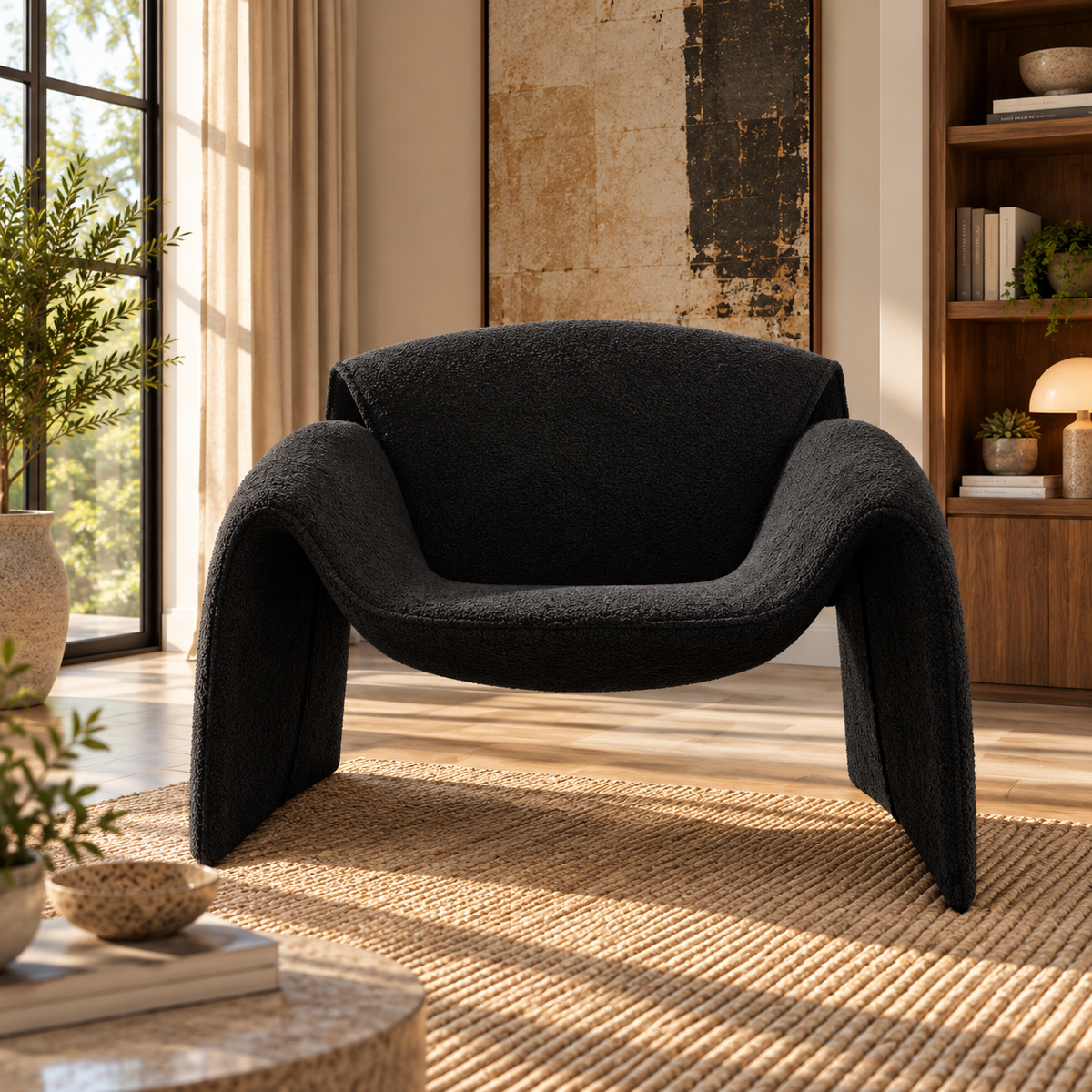 Zaya Black Chair - Tan
