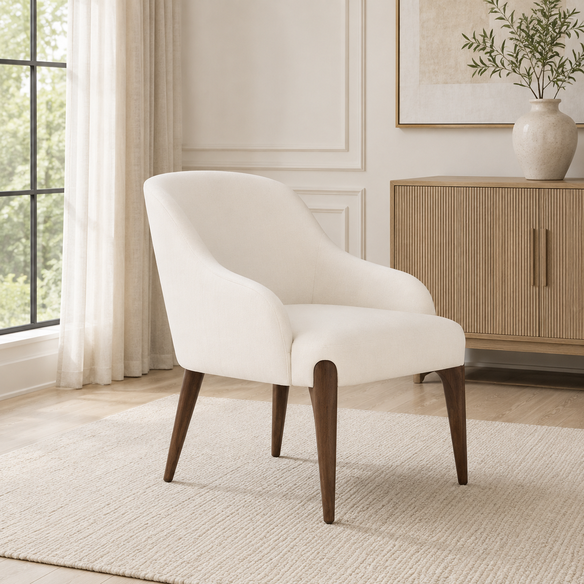 Grace Off White Fabric Arm Dining Chair