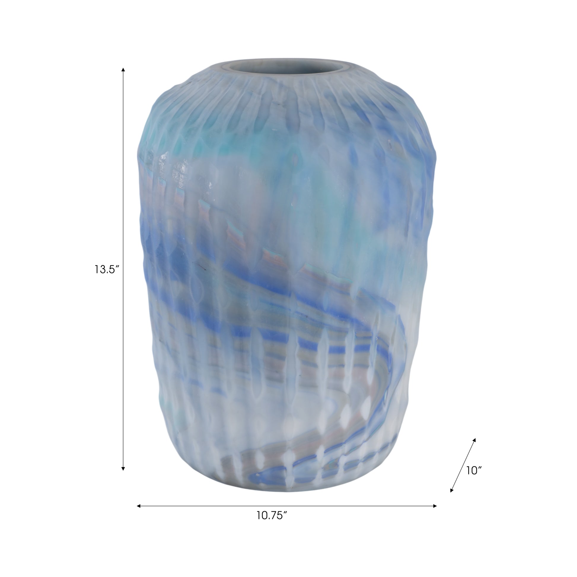 وارويك الزجاج المنحوت باللون الأزرق Warwick Blue Carved Glass Vase