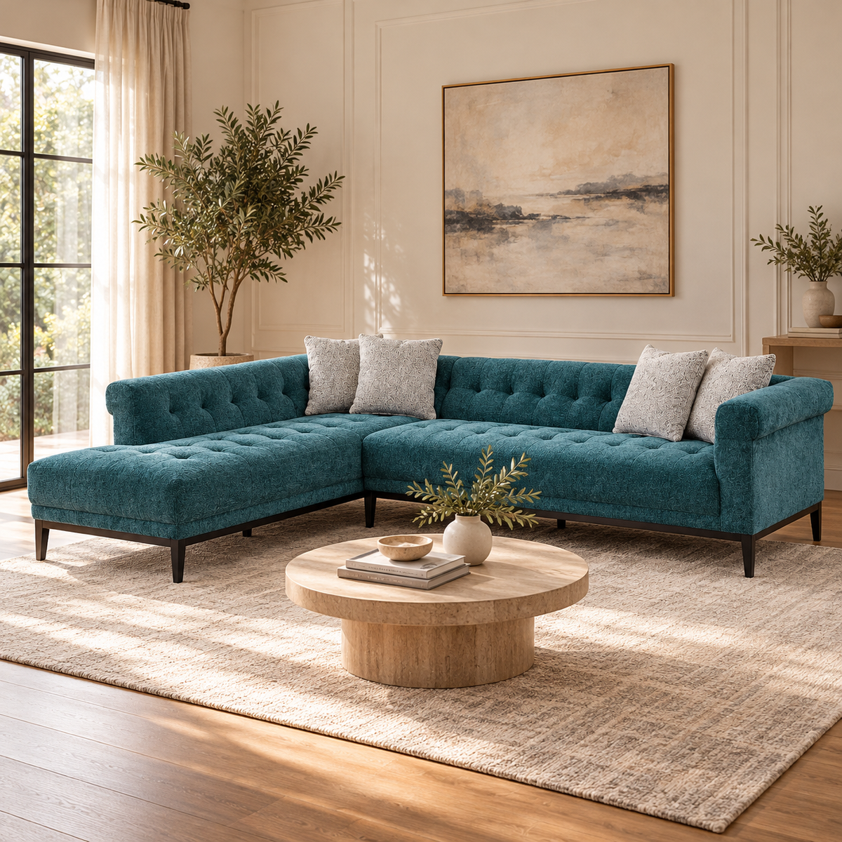 Agate Deep Teal Left Chaise Sectional
