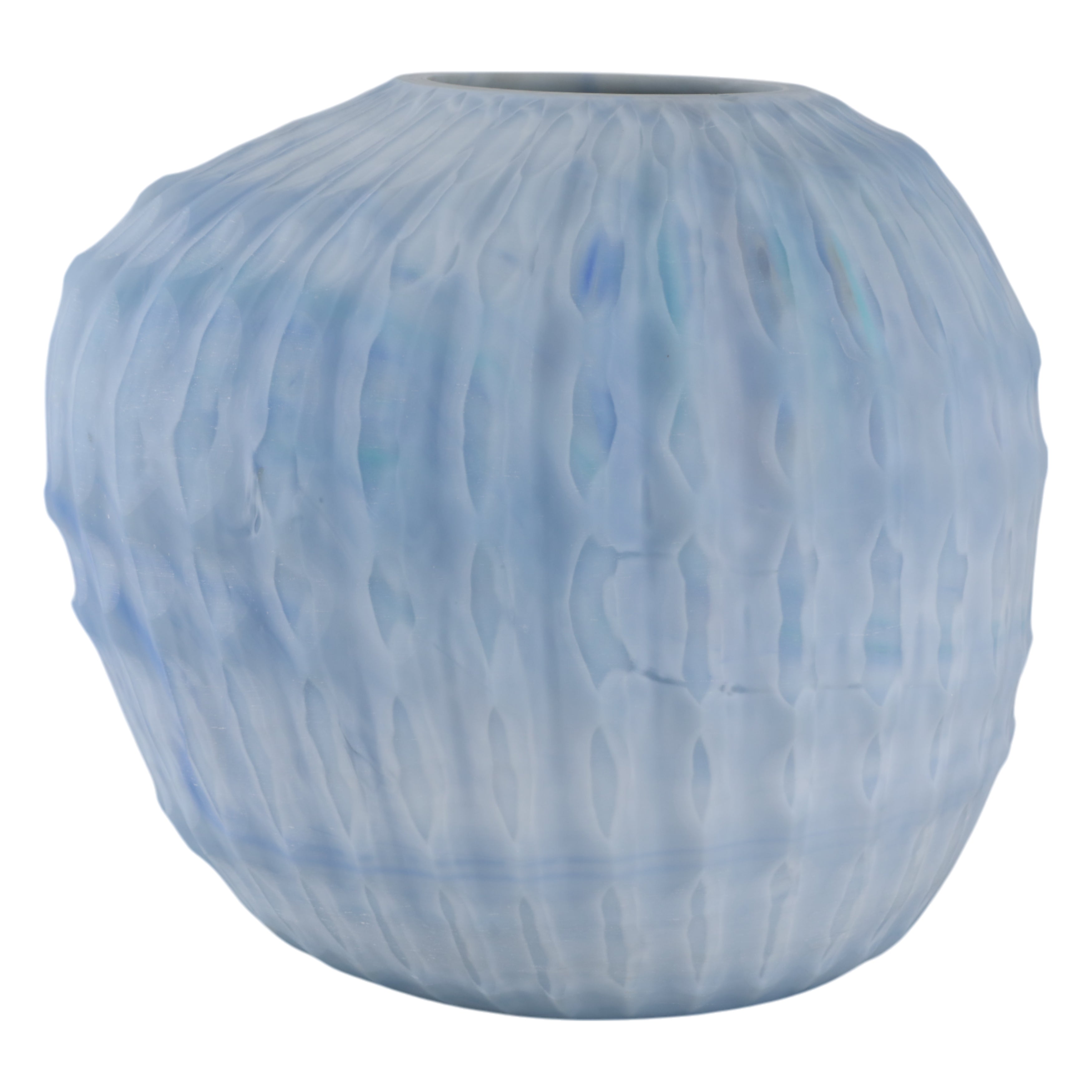 مزهرية زجاج منقوشة زرقاء من وارويك Warwick Blue Carved Glass Vase