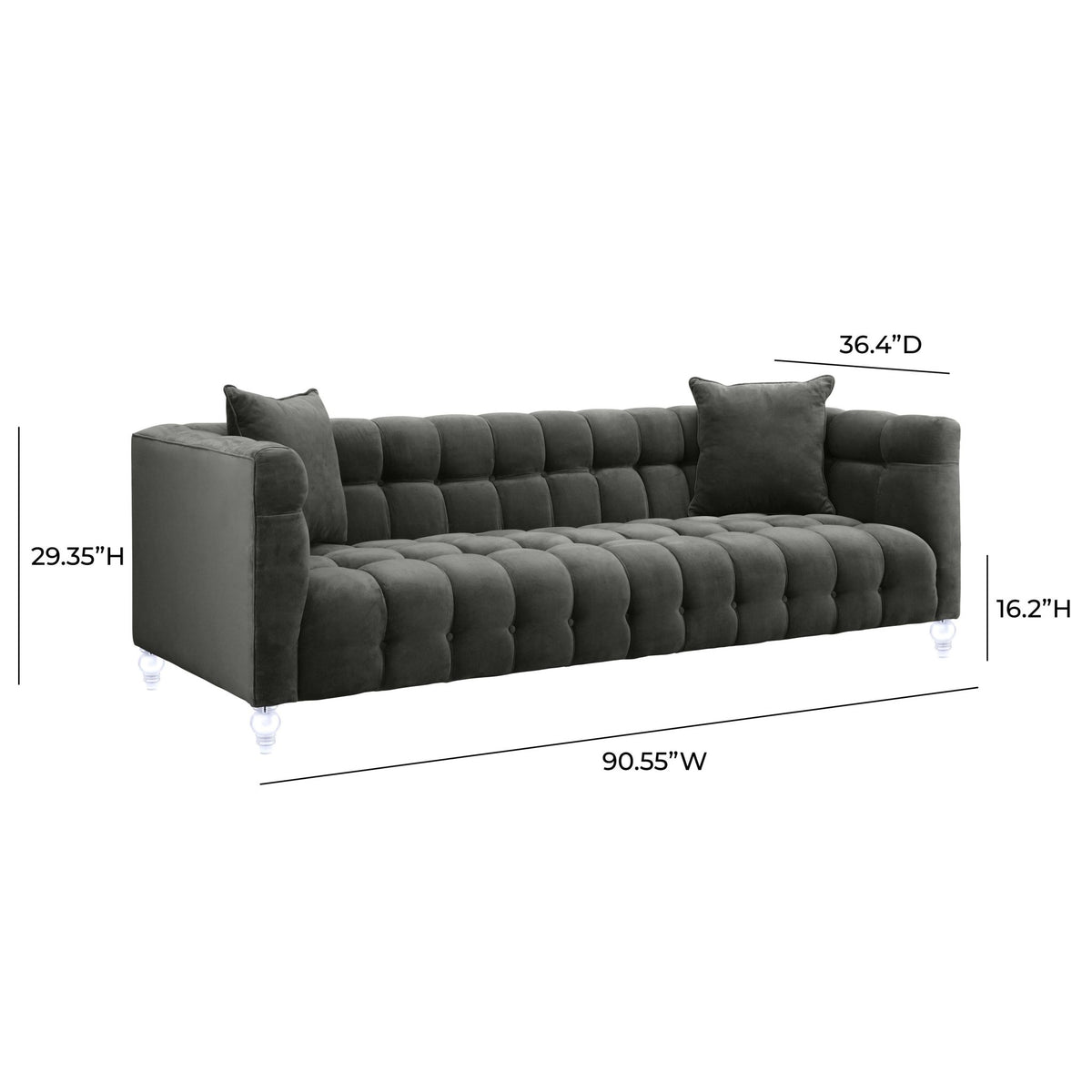 Bea Grey Velvet Sofa Sofas & Loveseats| TOV