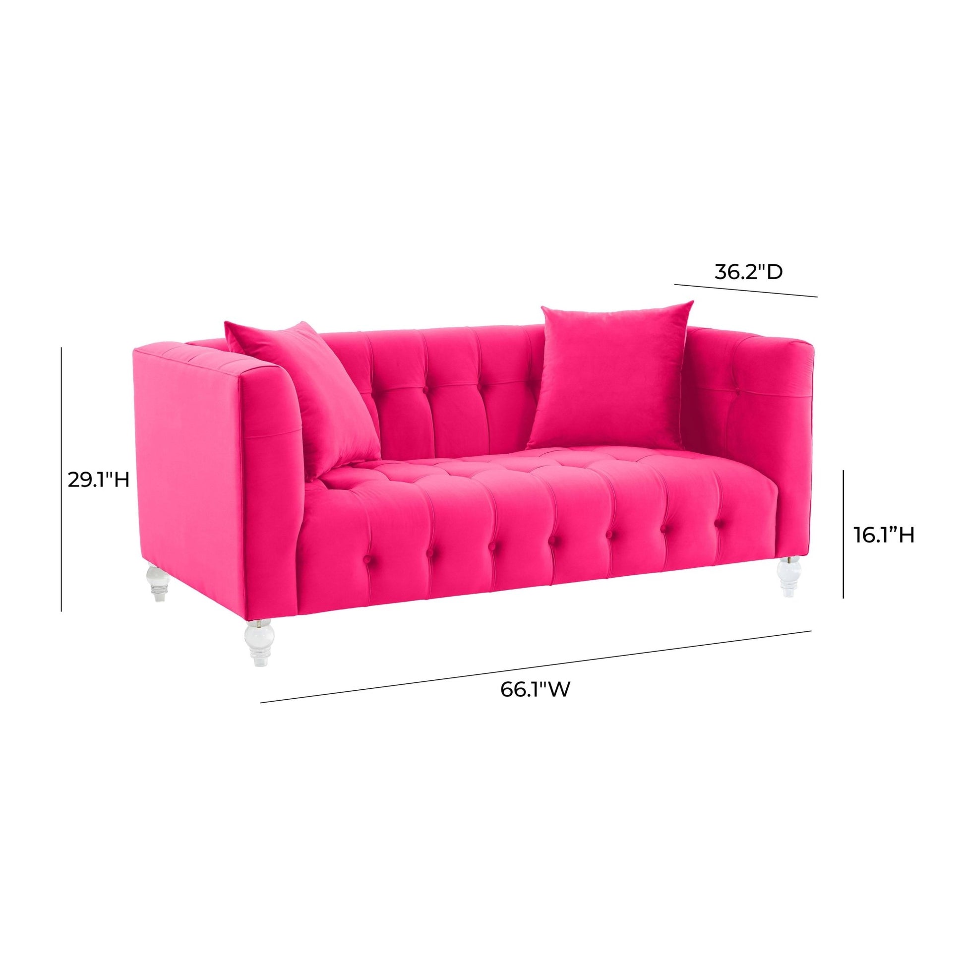 Bea Hot Pink Velvet Loveseat Sofas & Loveseats| TOV