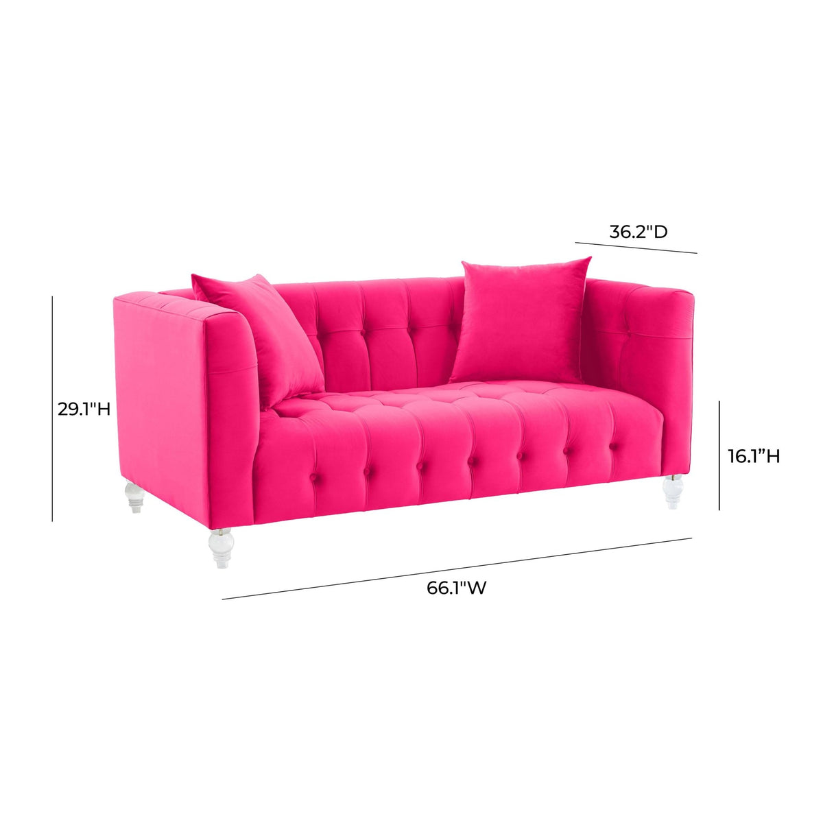 Bea Hot Pink Velvet Loveseat Sofas & Loveseats| TOV