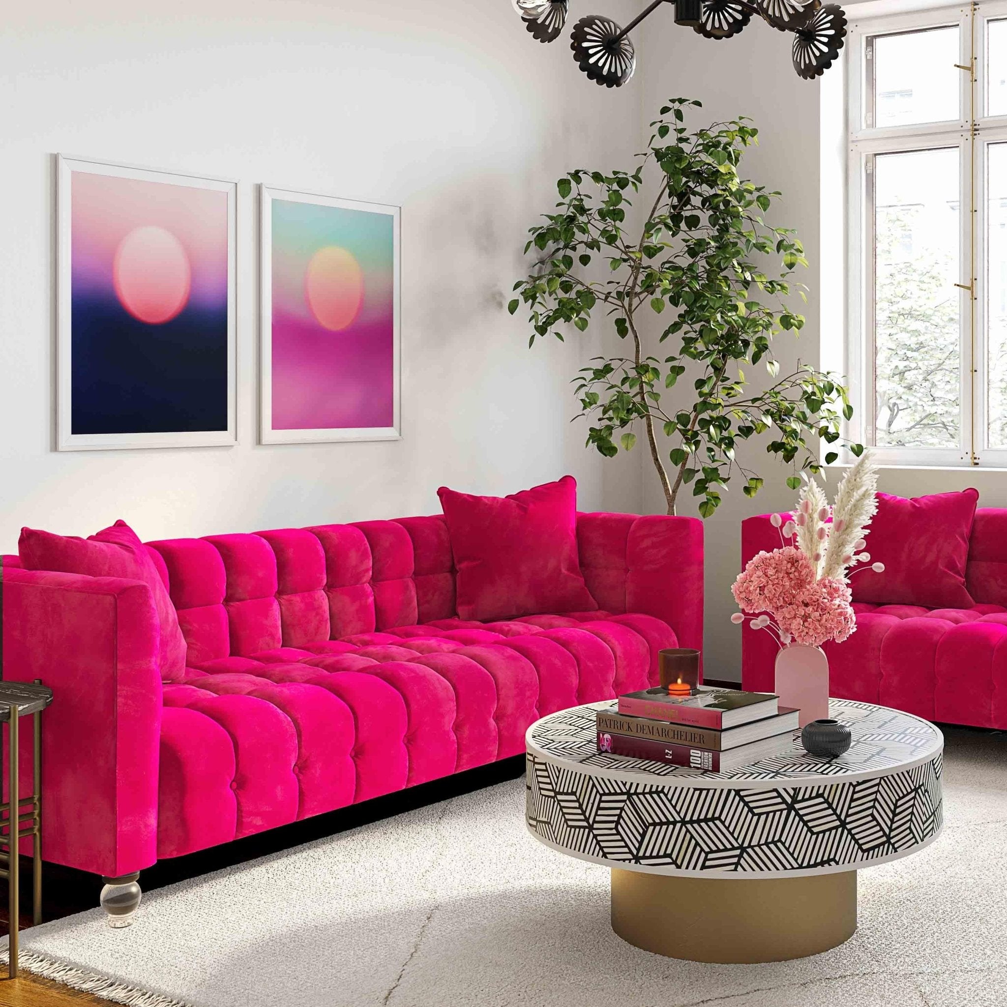 Bea Hot Pink Velvet Loveseat Sofas & Loveseats| TOV