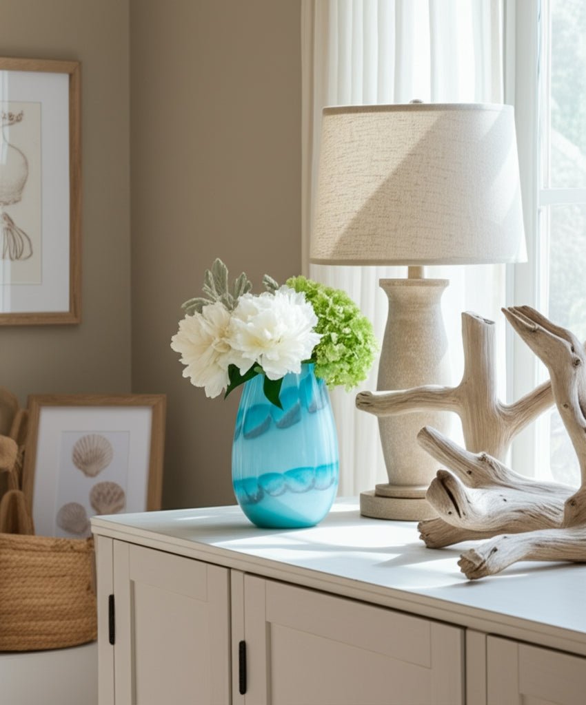 Bead Pattern Glass Vase, Blue Vases and Jars| Sagebrook Home