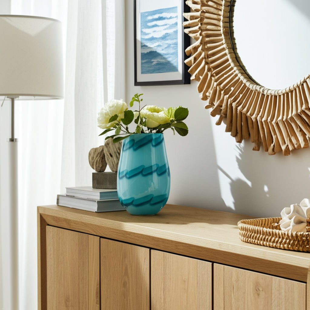 Bead Pattern Glass Vase, Blue Vases and Jars| Sagebrook Home