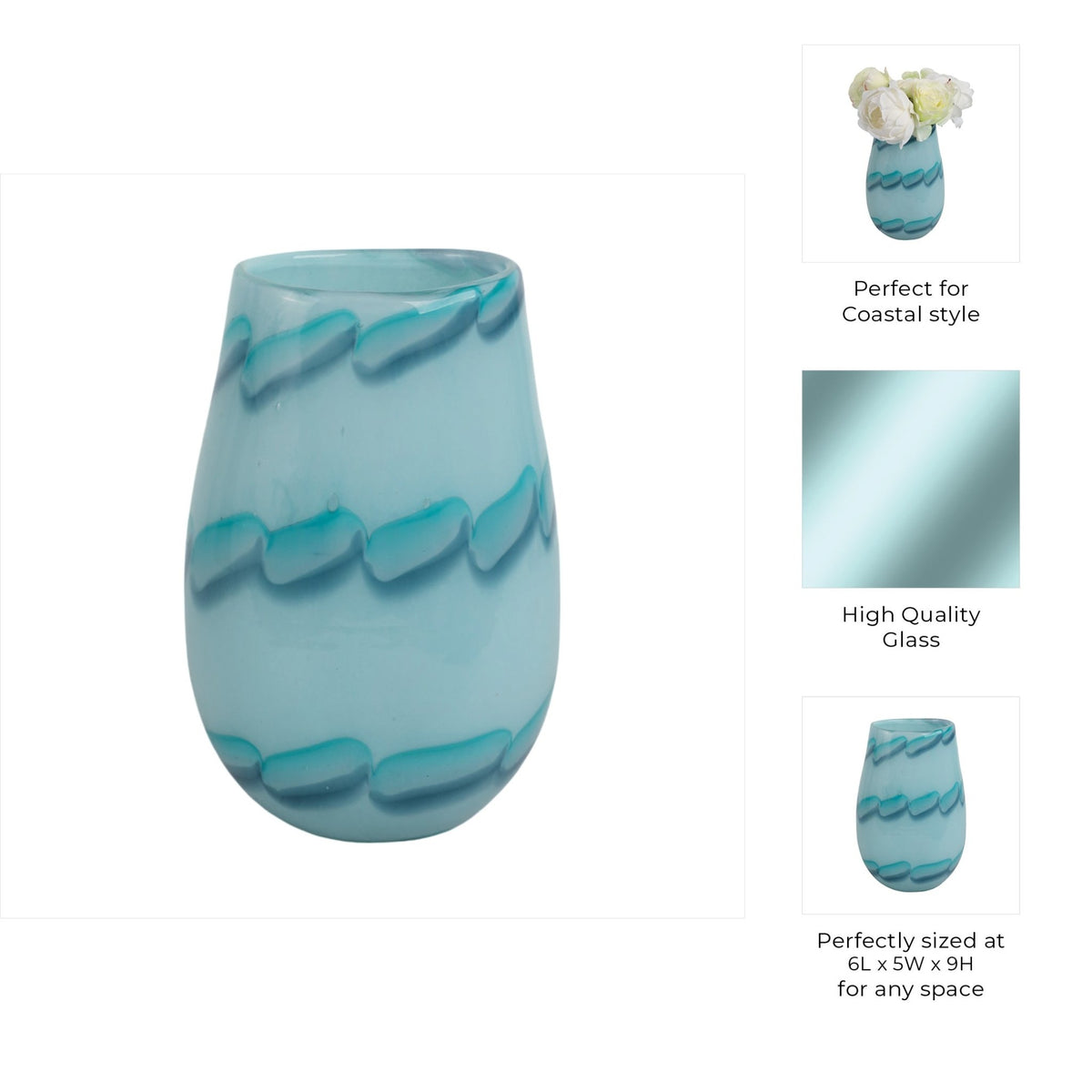 Bead Pattern Glass Vase, Blue Vases and Jars| Sagebrook Home
