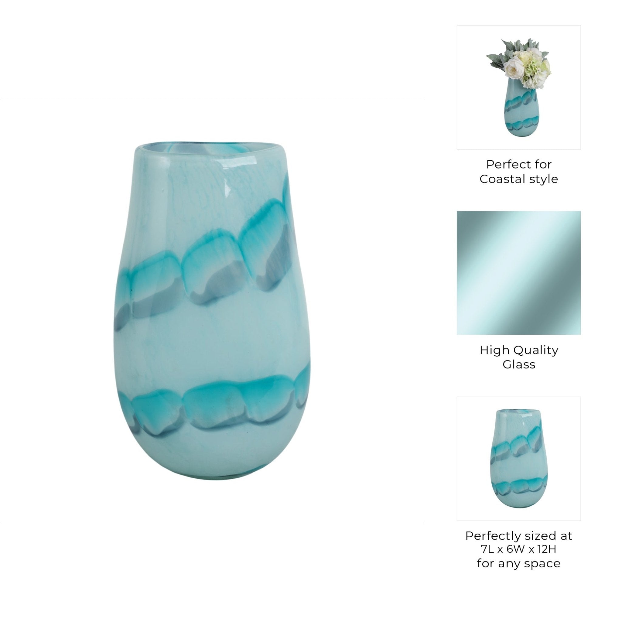 Bead Pattern Glass Vase, Blue Vases and Jars| Sagebrook Home