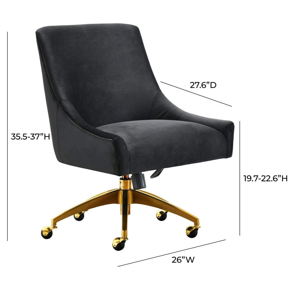 Beatrix Black Office Swivel Chair Chairs| TOV