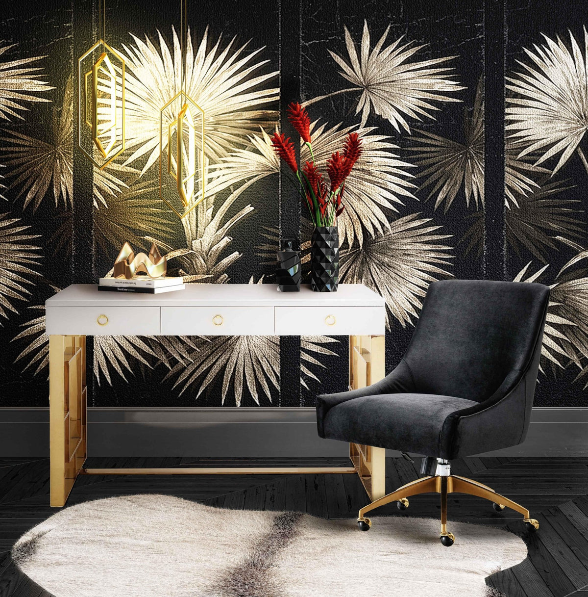 Beatrix Black Office Swivel Chair Chairs| TOV