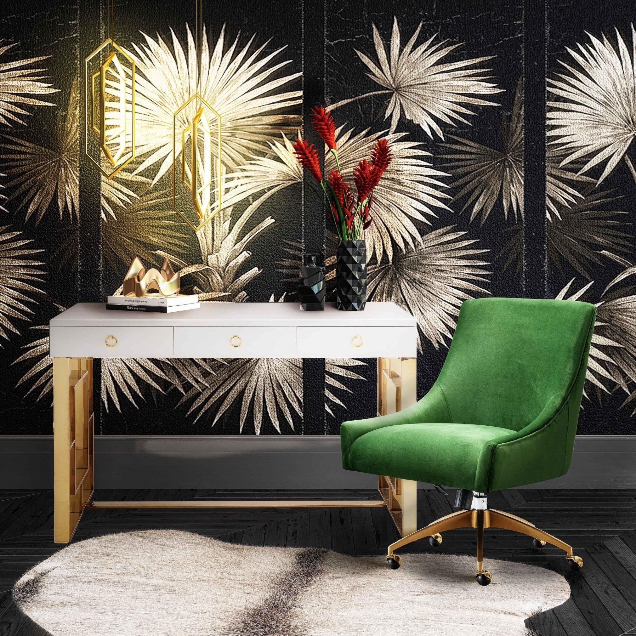 Beatrix Green Office Swivel Chair Chairs| TOV