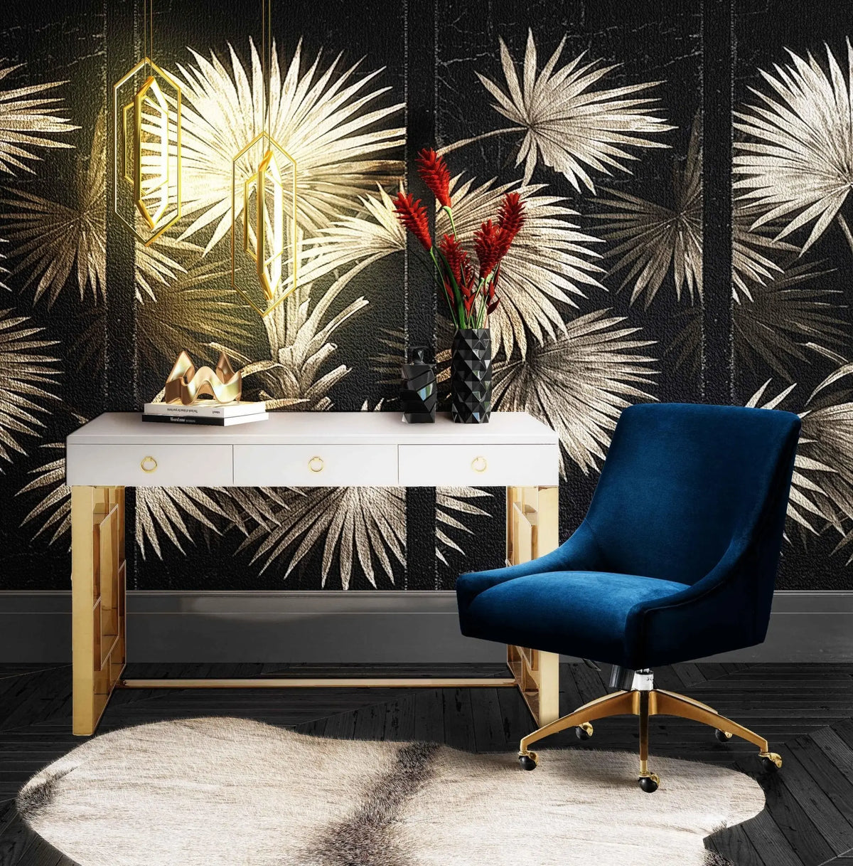 Beatrix Navy Office Swivel Chair Chairs| TOV