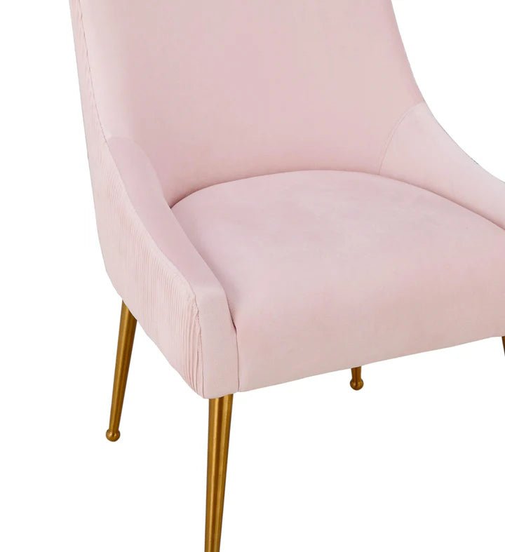 Beatrix Pleated Blush Velvet Side Chair - Al Rugaib Furniture