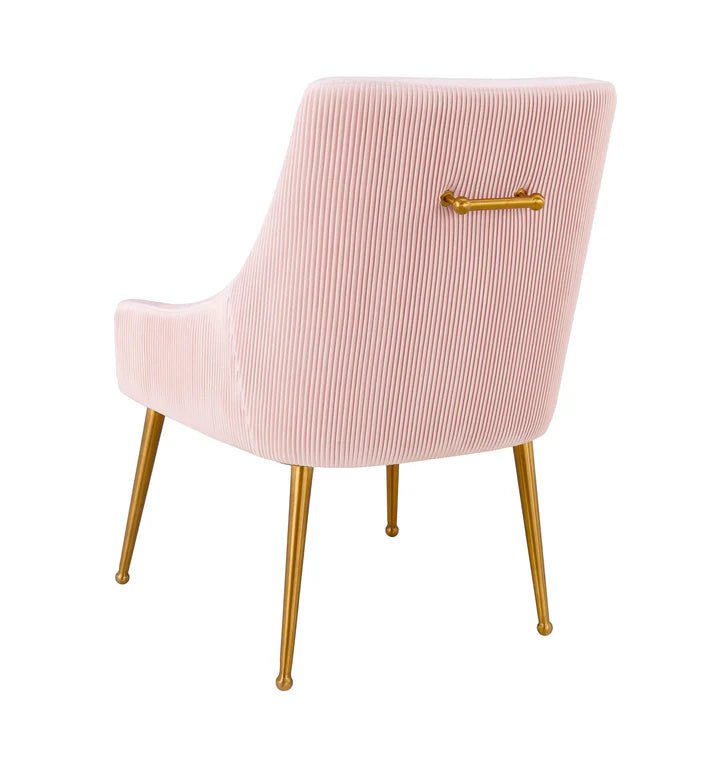 Beatrix Pleated Blush Velvet Side Chair - Al Rugaib Furniture