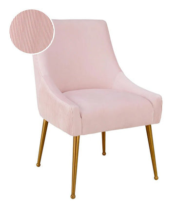 Beatrix Pleated Blush Velvet Side Chair - Al Rugaib Furniture