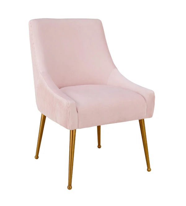 Beatrix Pleated Blush Velvet Side Chair - Al Rugaib Furniture