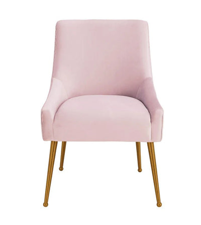Beatrix Pleated Blush Velvet Side Chair - Al Rugaib Furniture