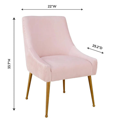 Beatrix Pleated Blush Velvet Side Chair - Al Rugaib Furniture