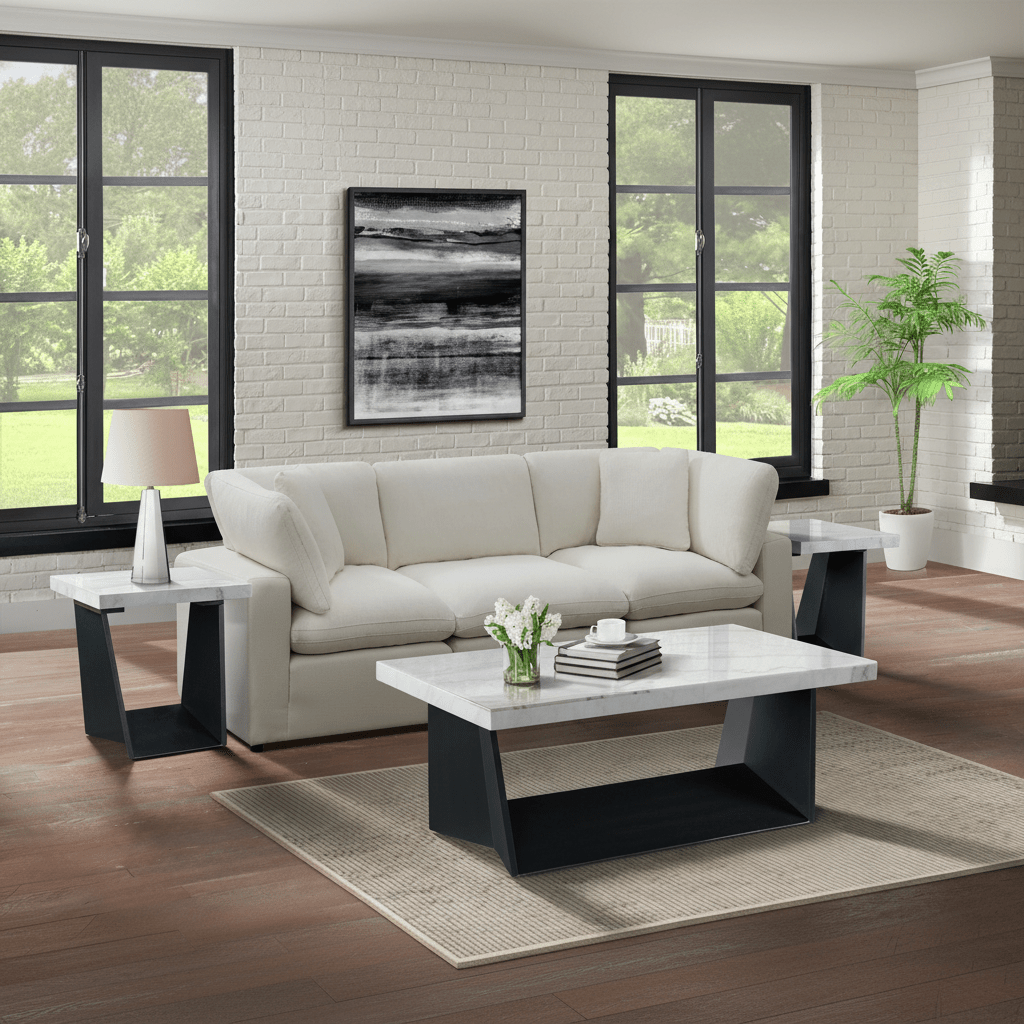 Beckley End Table In White Marble Top Coffee Tables| Roots Furniture