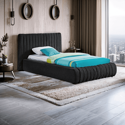 Bed – Black Velvet Upholstered - r - Al Rugaib Furniture