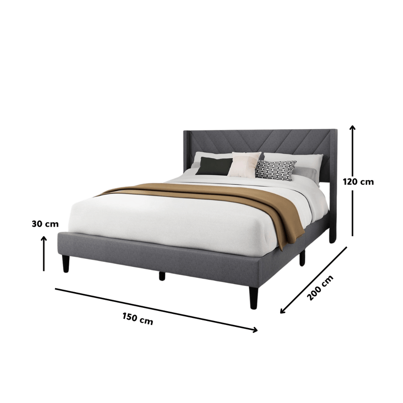 Bed – Grey Linen Upholstered - Al Rugaib Furniture