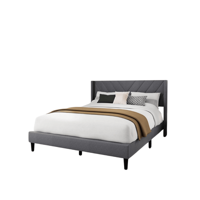 Bed – Grey Linen Upholstered - Al Rugaib Furniture