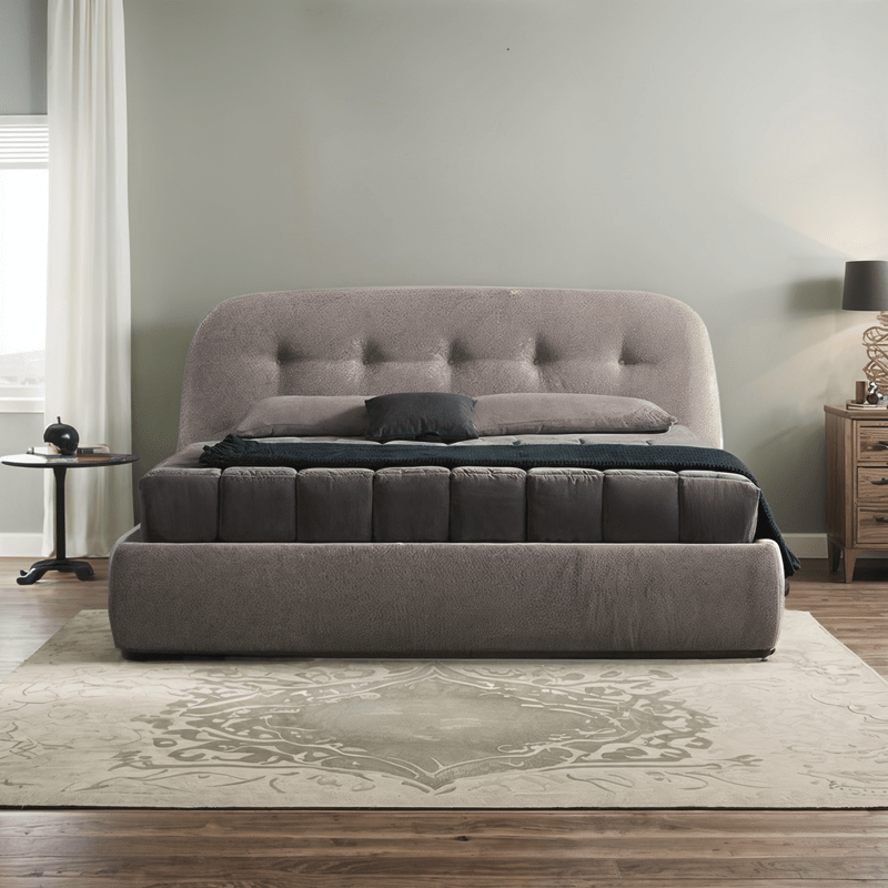 Bed – Grey Linen Upholstered - m - Al Rugaib Furniture