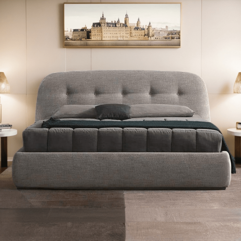 Bed – Grey Linen Upholstered - m - Al Rugaib Furniture
