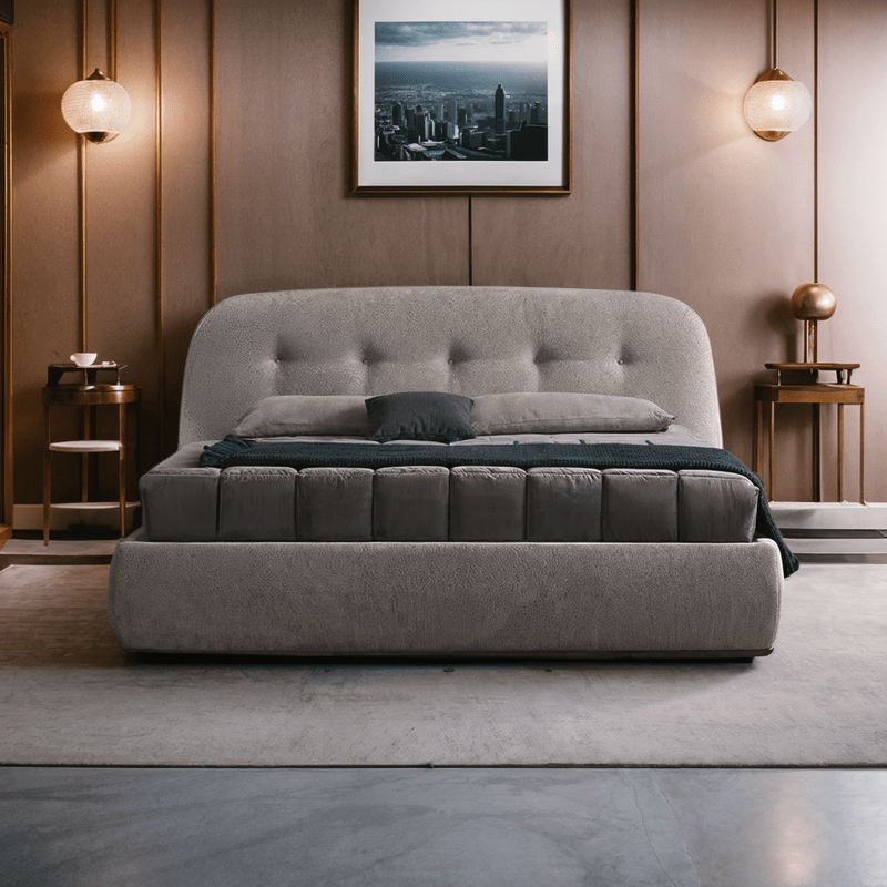 Bed – Grey Linen Upholstered - m - Al Rugaib Furniture