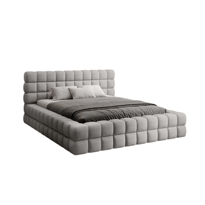Bed – Grey Velvet Upholstered - l - Al Rugaib Furniture