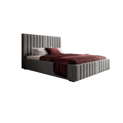 Bed – Grey Velvet Upholstered - t - Al Rugaib Furniture