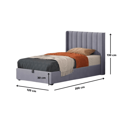 Bed – Grey Velvet Upholstered - v - Al Rugaib Furniture