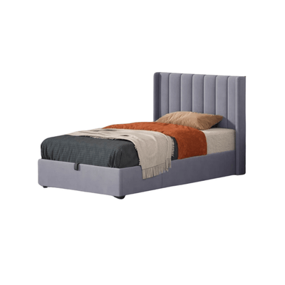 Bed – Grey Velvet Upholstered - v - Al Rugaib Furniture