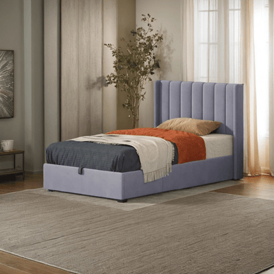 Bed – Grey Velvet Upholstered - v - Al Rugaib Furniture
