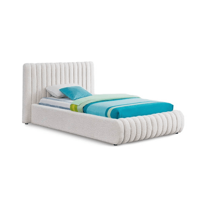 Bed – Off White Bouclé Upholstered - a - Al Rugaib Furniture