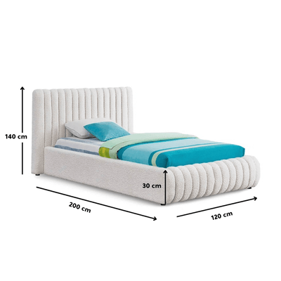 Bed – Off White Bouclé Upholstered - a - Al Rugaib Furniture