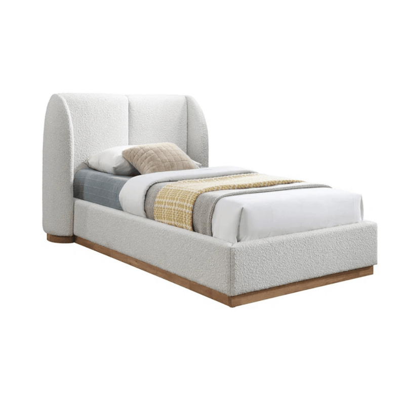 Bed – Off White Bouclé Upholstered - c - Al Rugaib Furniture