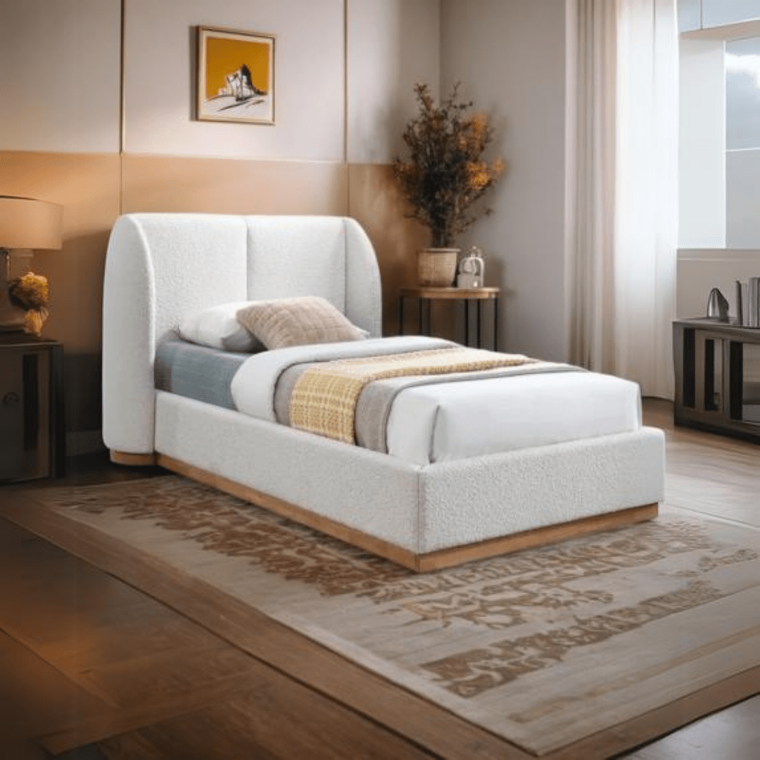 Bed – Off White Bouclé Upholstered-c Beds| Otath