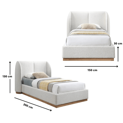 Bed – Off White Bouclé Upholstered - c - Al Rugaib Furniture