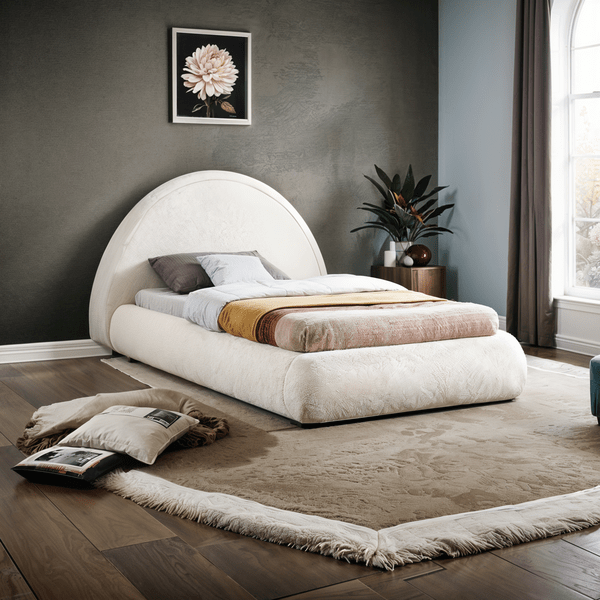 Bed – Off White Bouclé Upholstered-q Beds| Otath