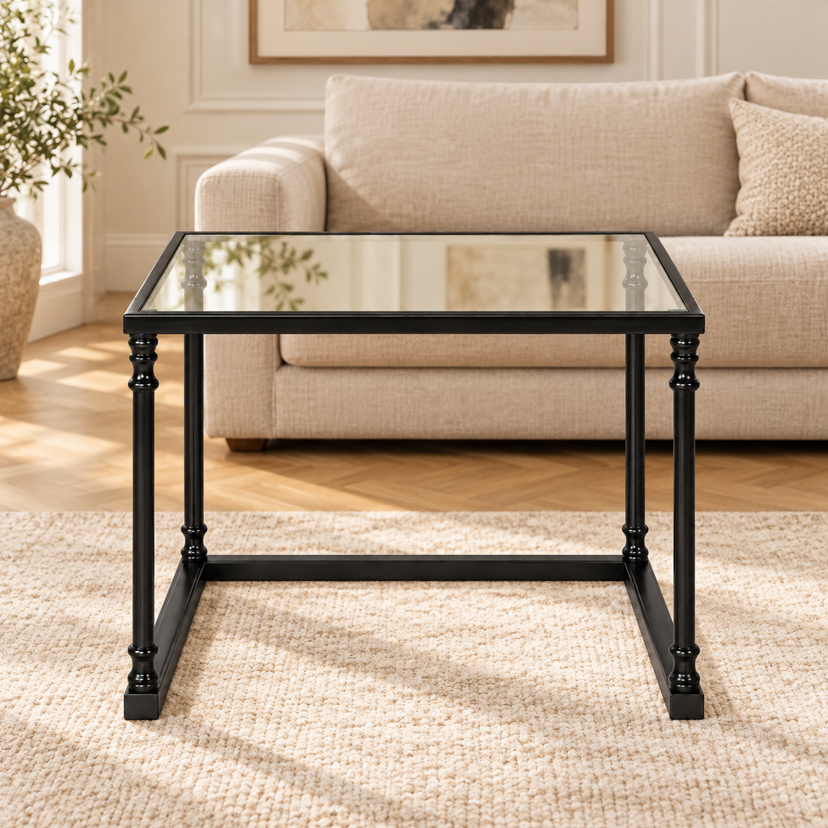 Henzler 62 W x 46 H x 63 D Black Nesting Nesting Table with Mirror Top