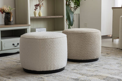 Beige Boucle Ottoman W55.5xH44cm - Al Rugaib Furniture
