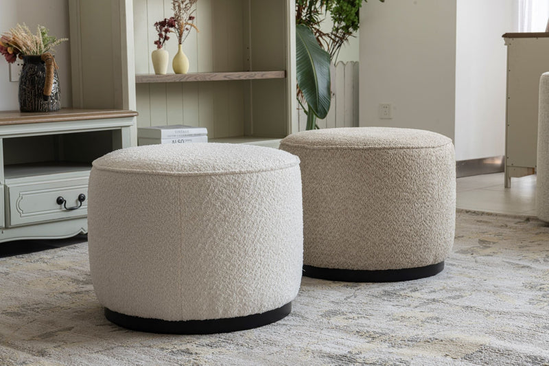 Beige Boucle Ottoman W55.5xH44cm - Al Rugaib Furniture