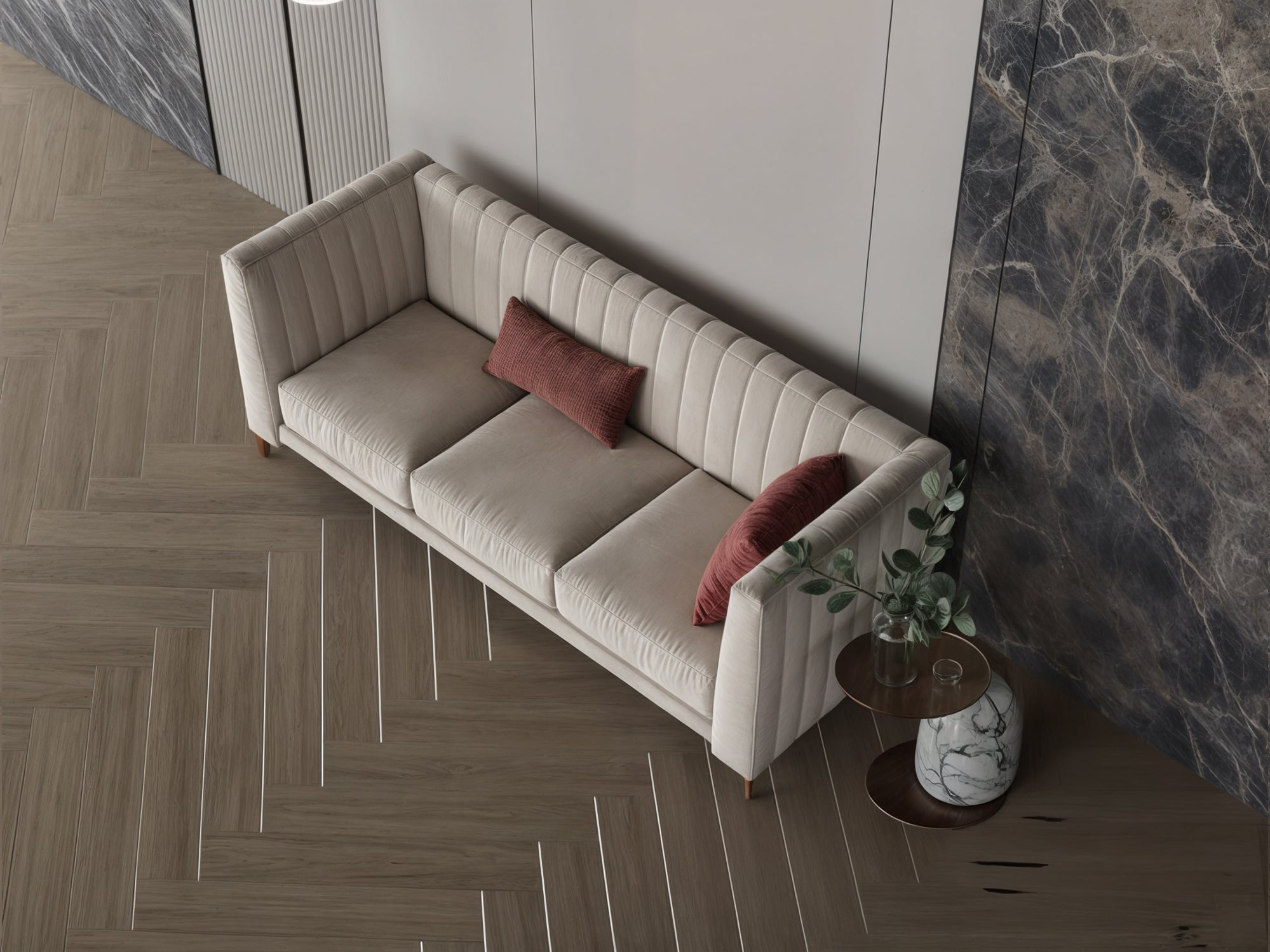 Beige caramel chanel velvet sofa 210x82x46 cm Sofas & Loveseats| Oak