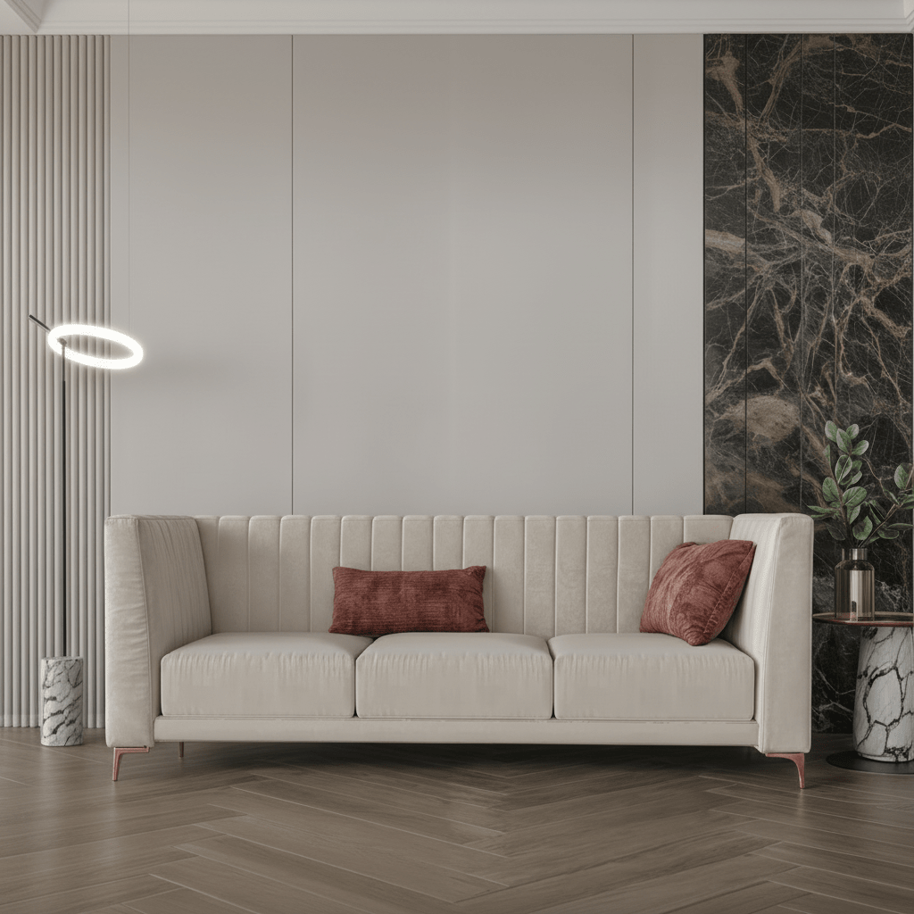 Beige caramel chanel velvet sofa 210x82x46 cm Sofas & Loveseats| Oak