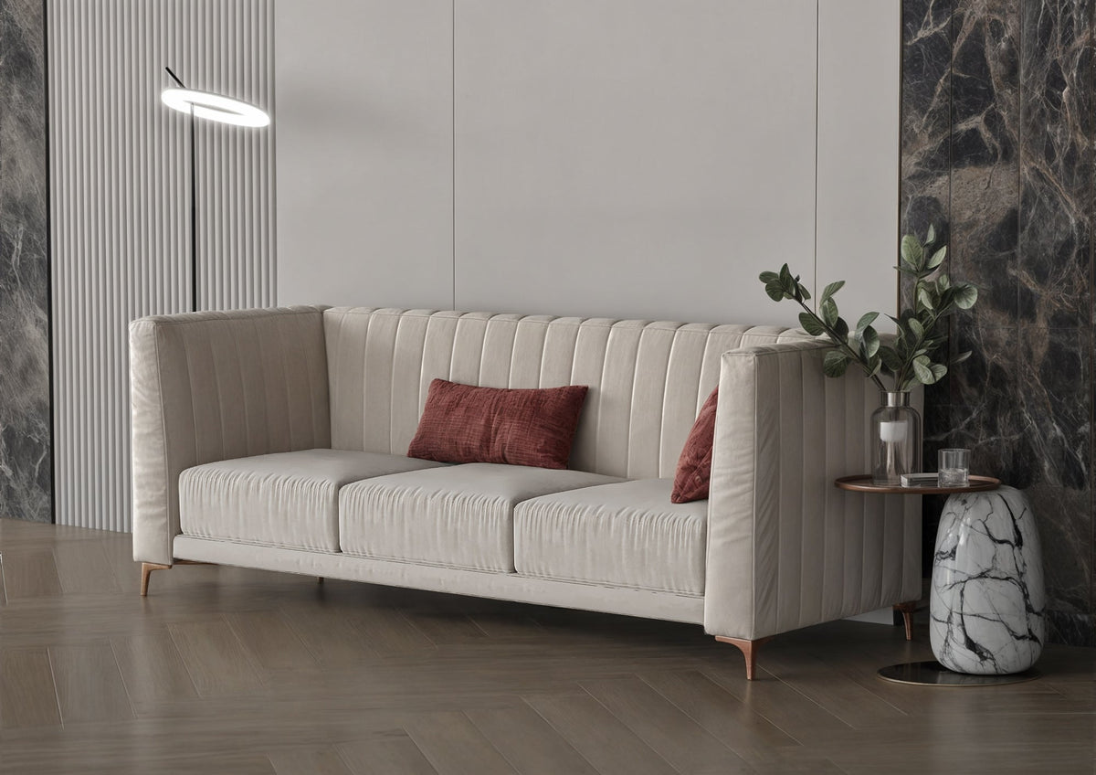 Beige caramel chanel velvet sofa 210x82x46 cm Sofas & Loveseats| Oak