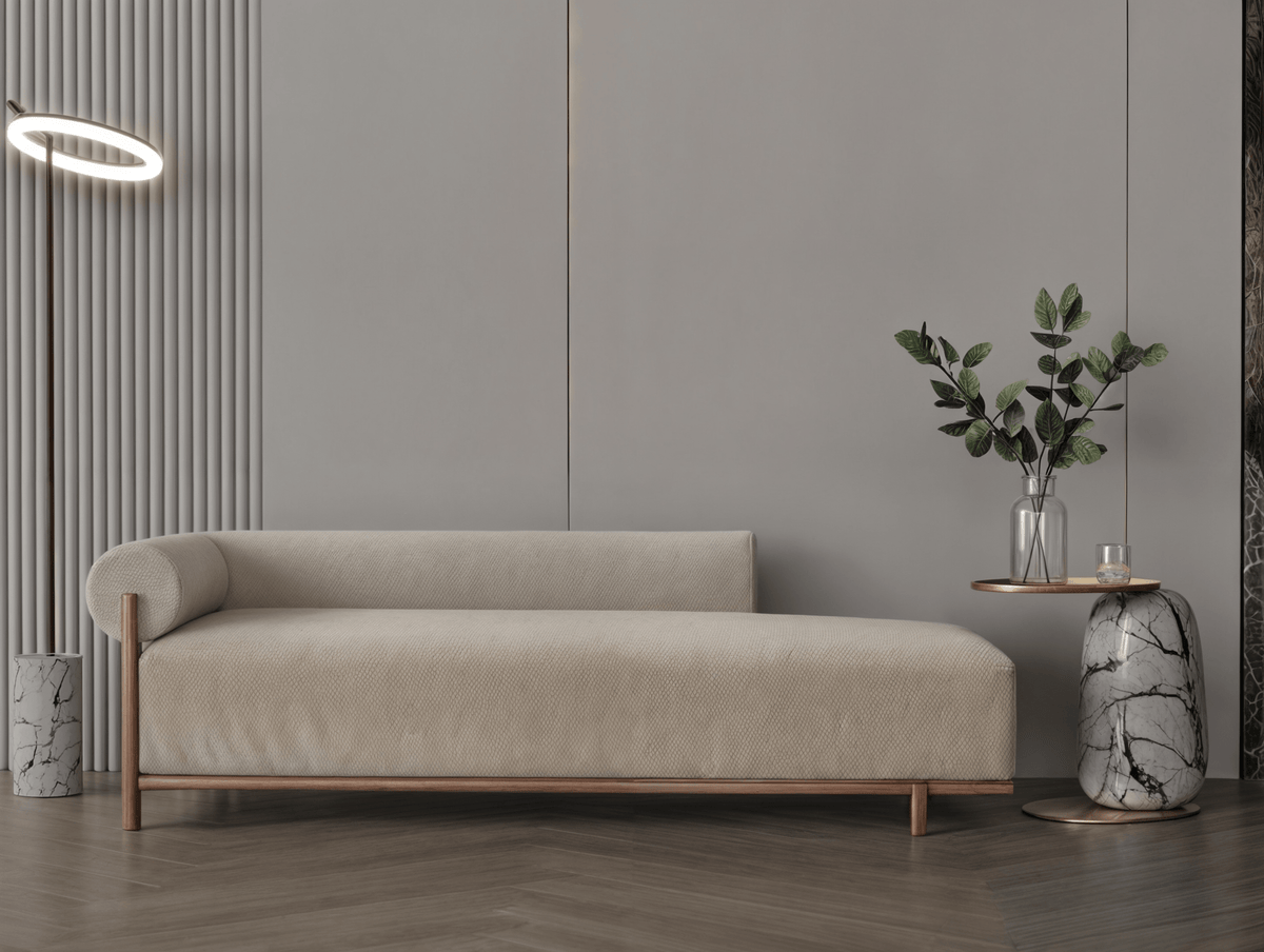 Beige Chanel fabric sofa 215x85x43 cm. Sofas & Loveseats| Oak